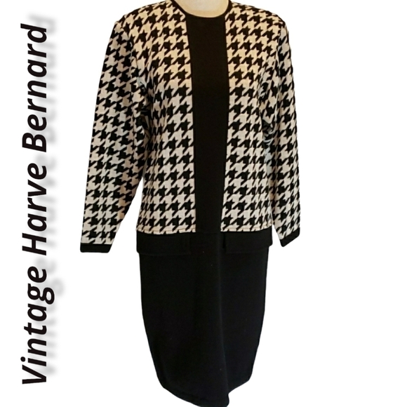 Vintage Dresses & Skirts - Vintage Harve Bernard Bernard Holtzman Faux Suit Dress S Wool Blend EUC